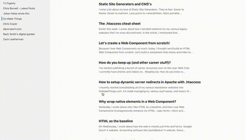 Animated gif of clicking on a post and displaying its contents in a popover dialog
