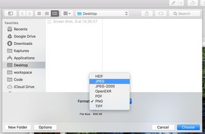 Converting PNG to JPEG with the Preview app