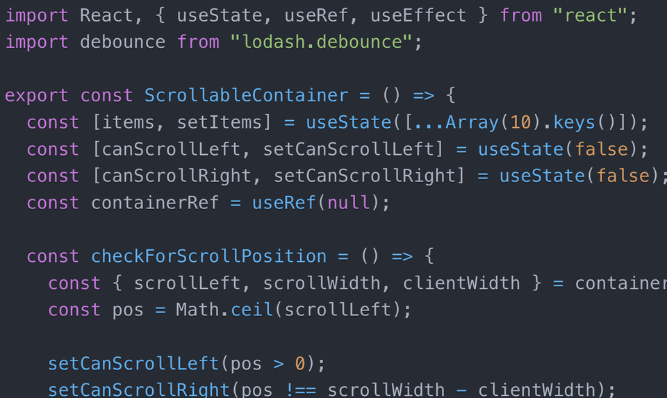 Scrollable Container Controls with React